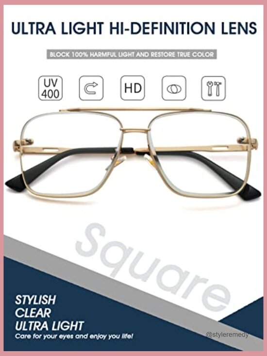 Metal Frame Square Aviator Sunglasses UV400 Protection Adjustable Fit main image 7